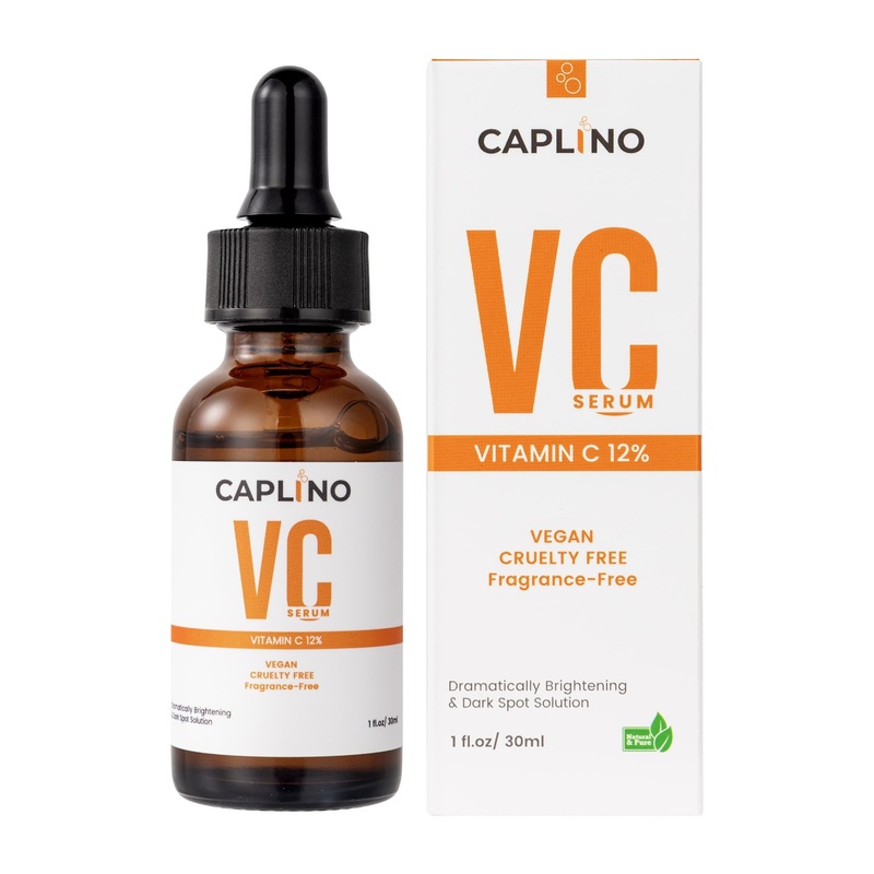 CAPLINO Vitamin C 12% Serum 30ml – Brightening Serum for Dark Spots, Uneven Skin Tone & Glowing Skin